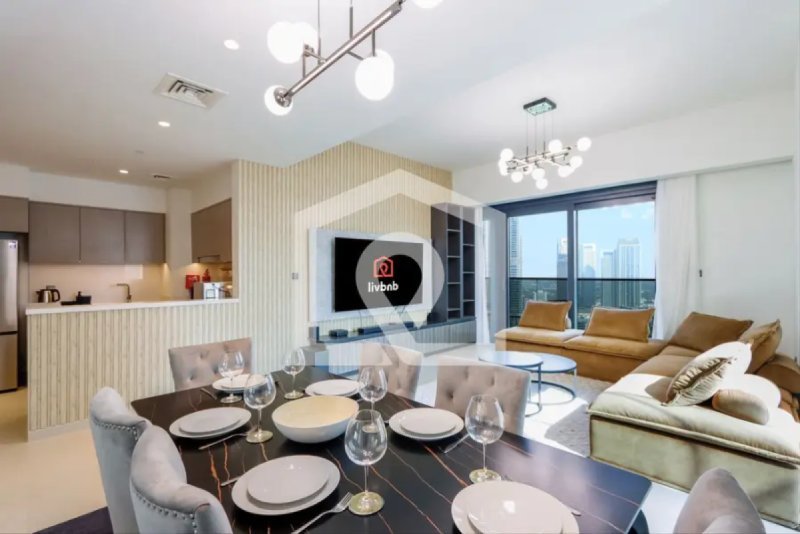 High-Floor 3BR + Maid's Room with Burj and Fountain Views