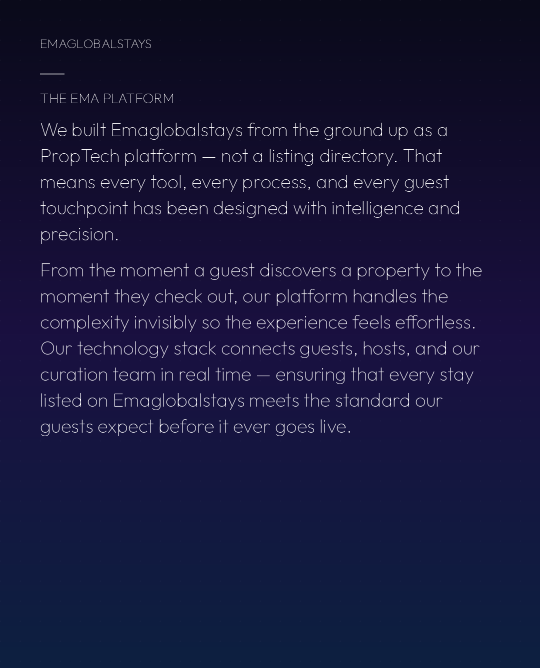 Section 1 — The Emaglobalstays Platform