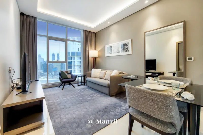  Furnished | Lux 1 BR waterfront with Burj Views in Business bay