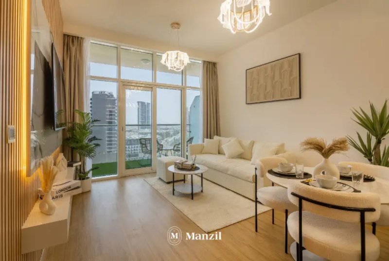 Central 1BR Apartment with Pool near Butterfly Garden | Damac Ghalia, JVC